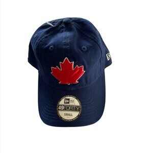 Toronto Blue Jays New Era Core Fit 49FORTY Fitted Hat Cap Royal Maple Leaf Sz S